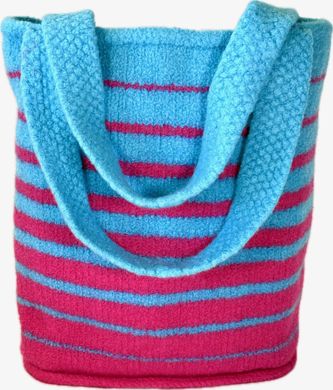 Deep red and ocean blue felted tote